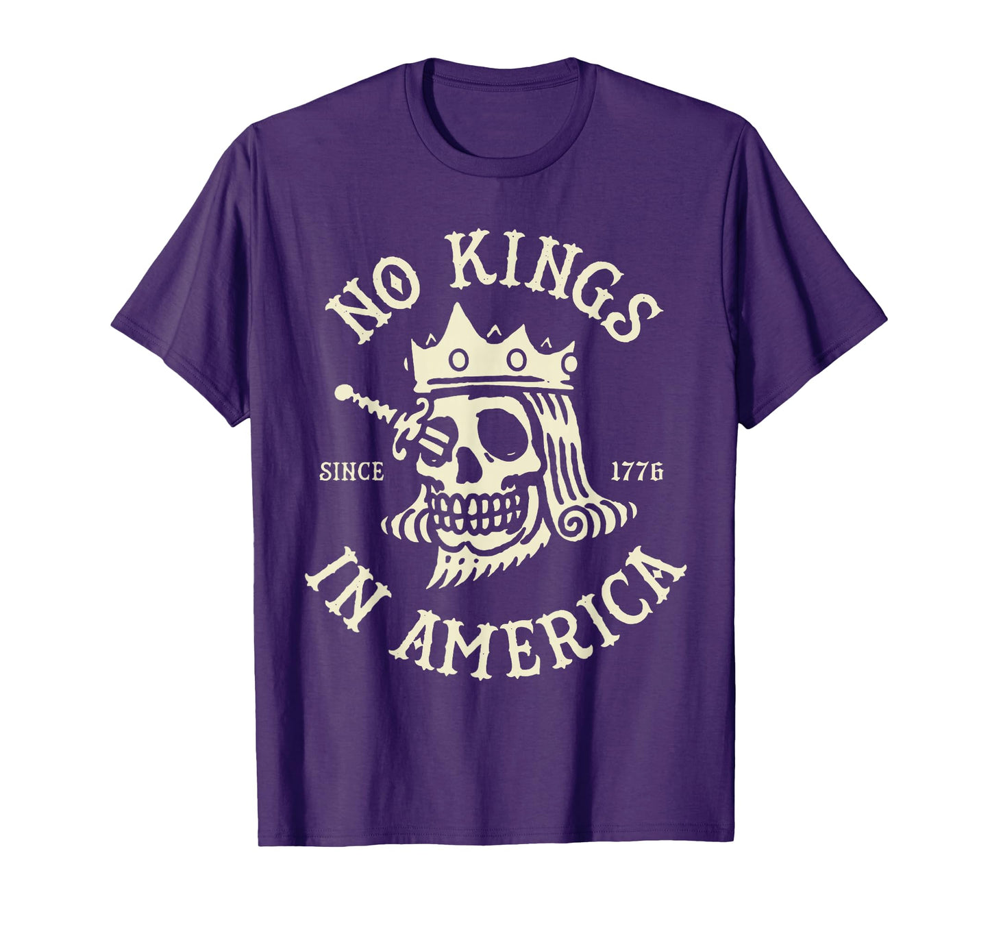 No Kings in America Since 1776 Patriotic Skull Art T-Shirt