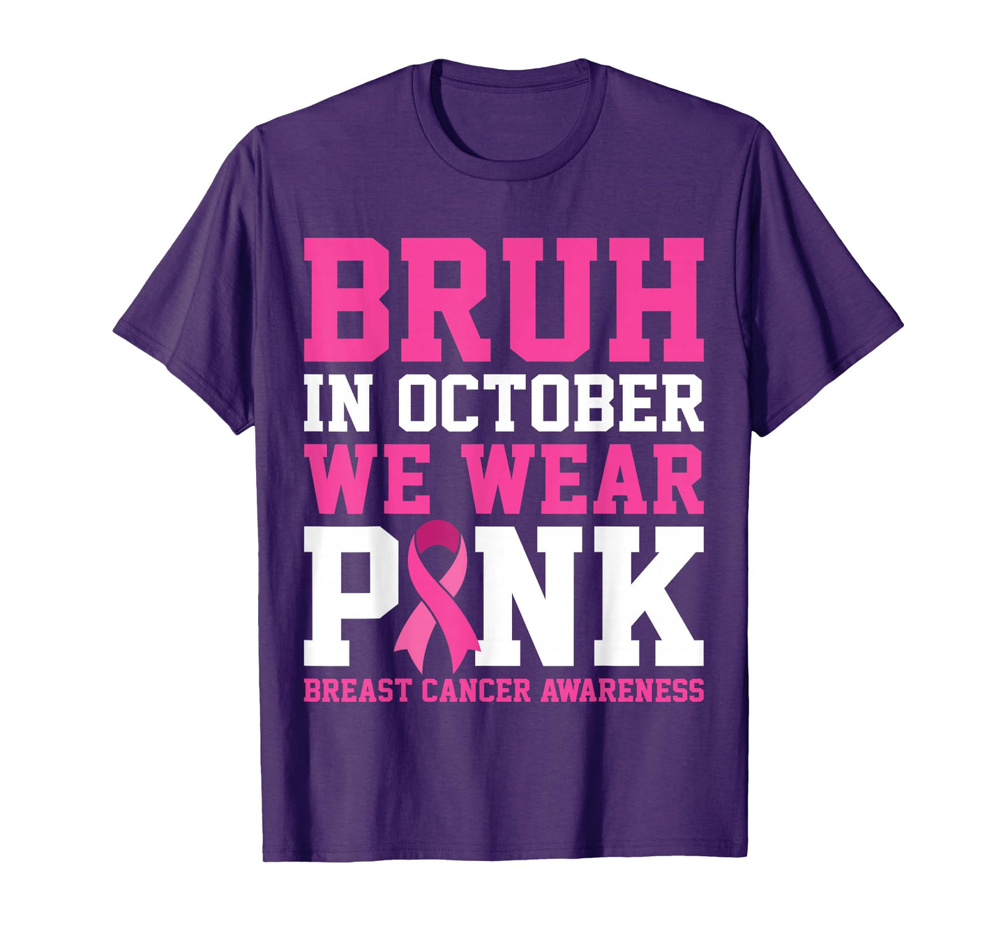 Bruh In October Wear Pink Breast Cancer Awareness Kids Boys T-Shirt