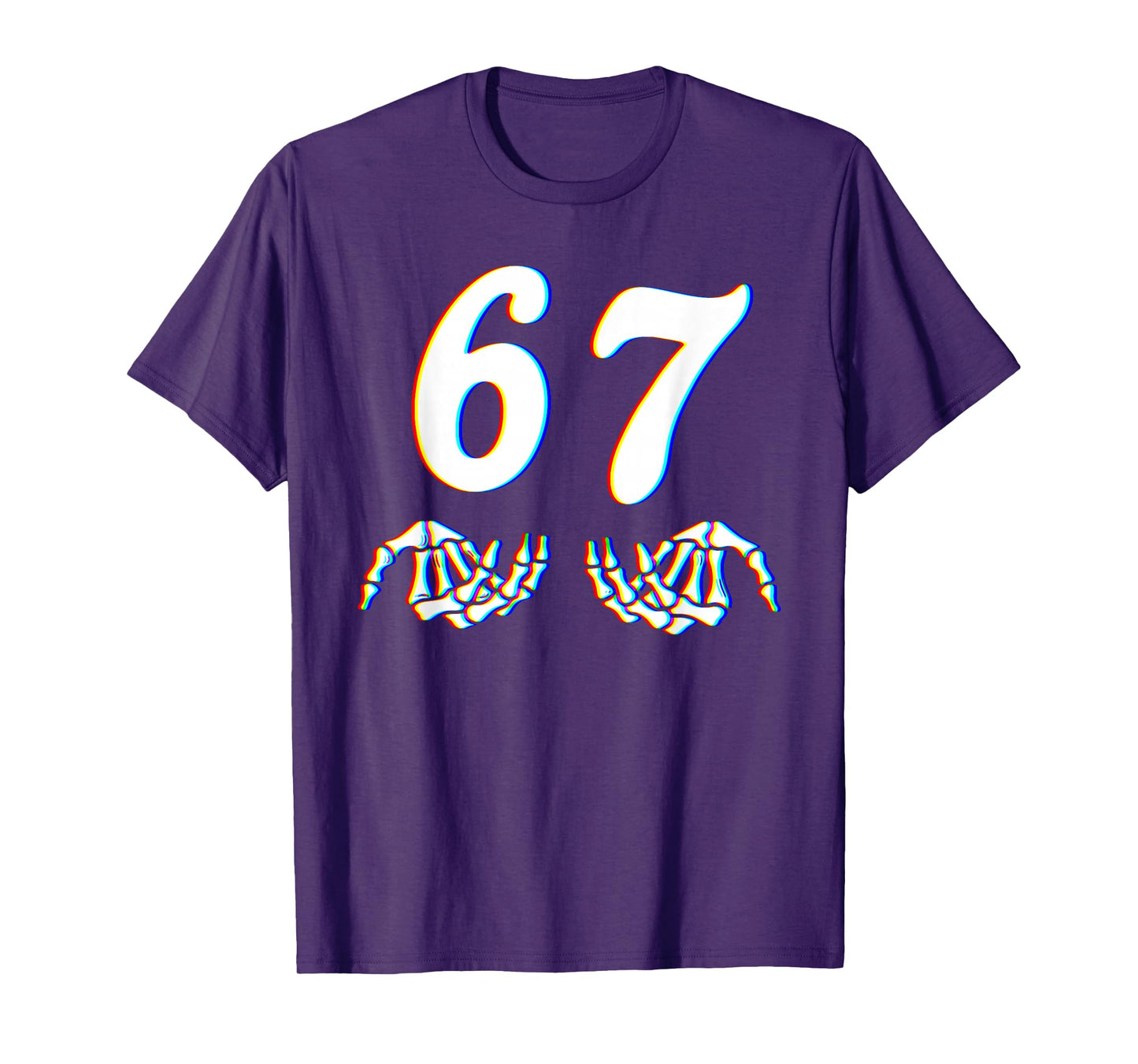Funny Six Seven 6 7 Meme 67 Skeleton Hand Halloween Costume T-Shirt