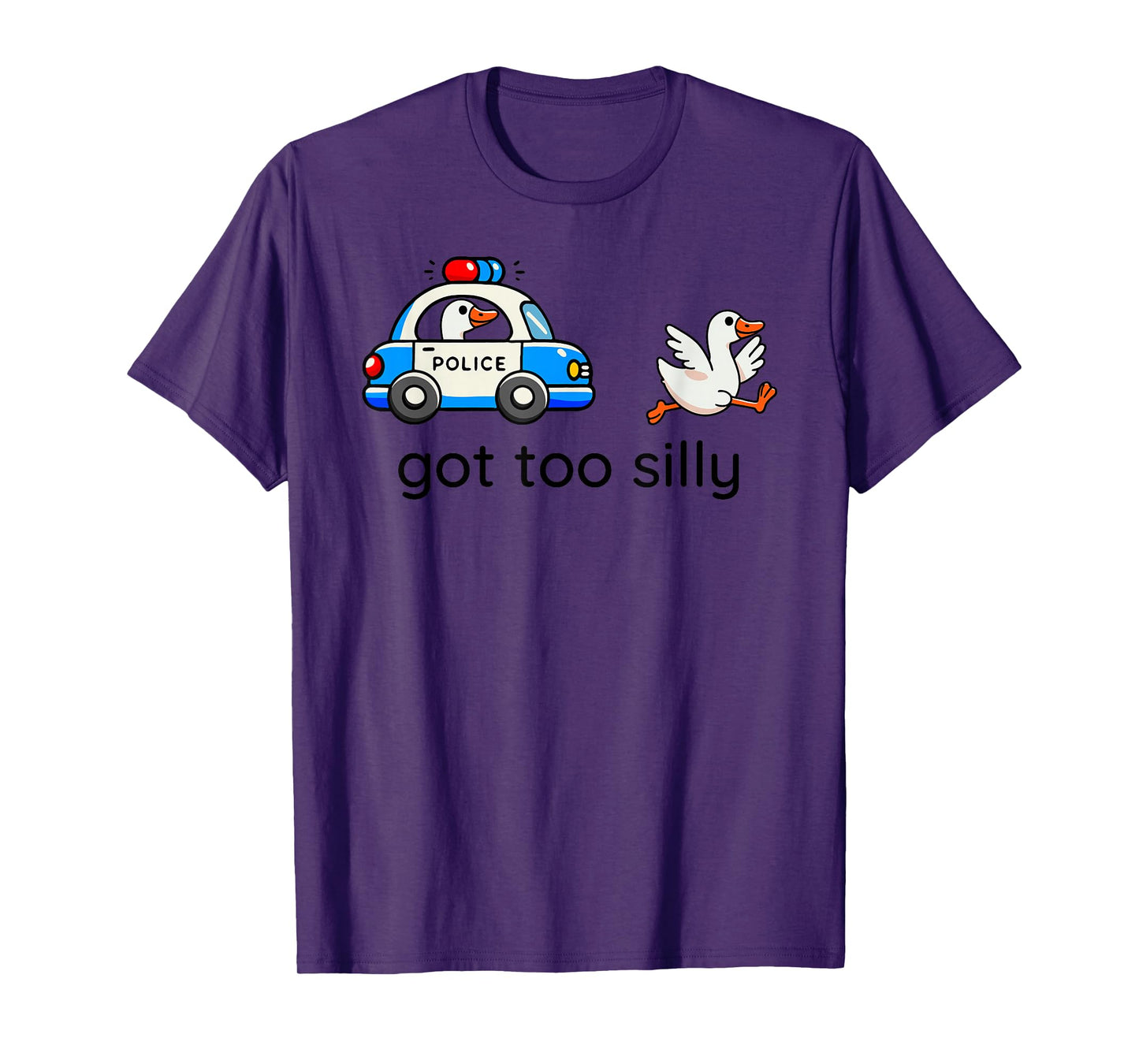 Silly Goose Police Chase “Got Too Silly” Funny Cartoon T-Shirt