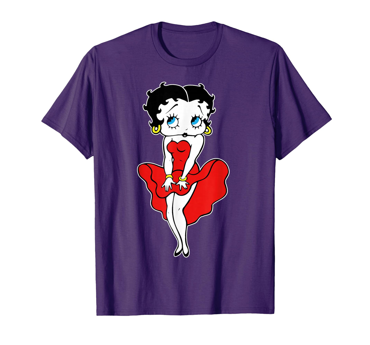 Classic Betty Boop Cartoon Character Retro Red Dress T-Shirt