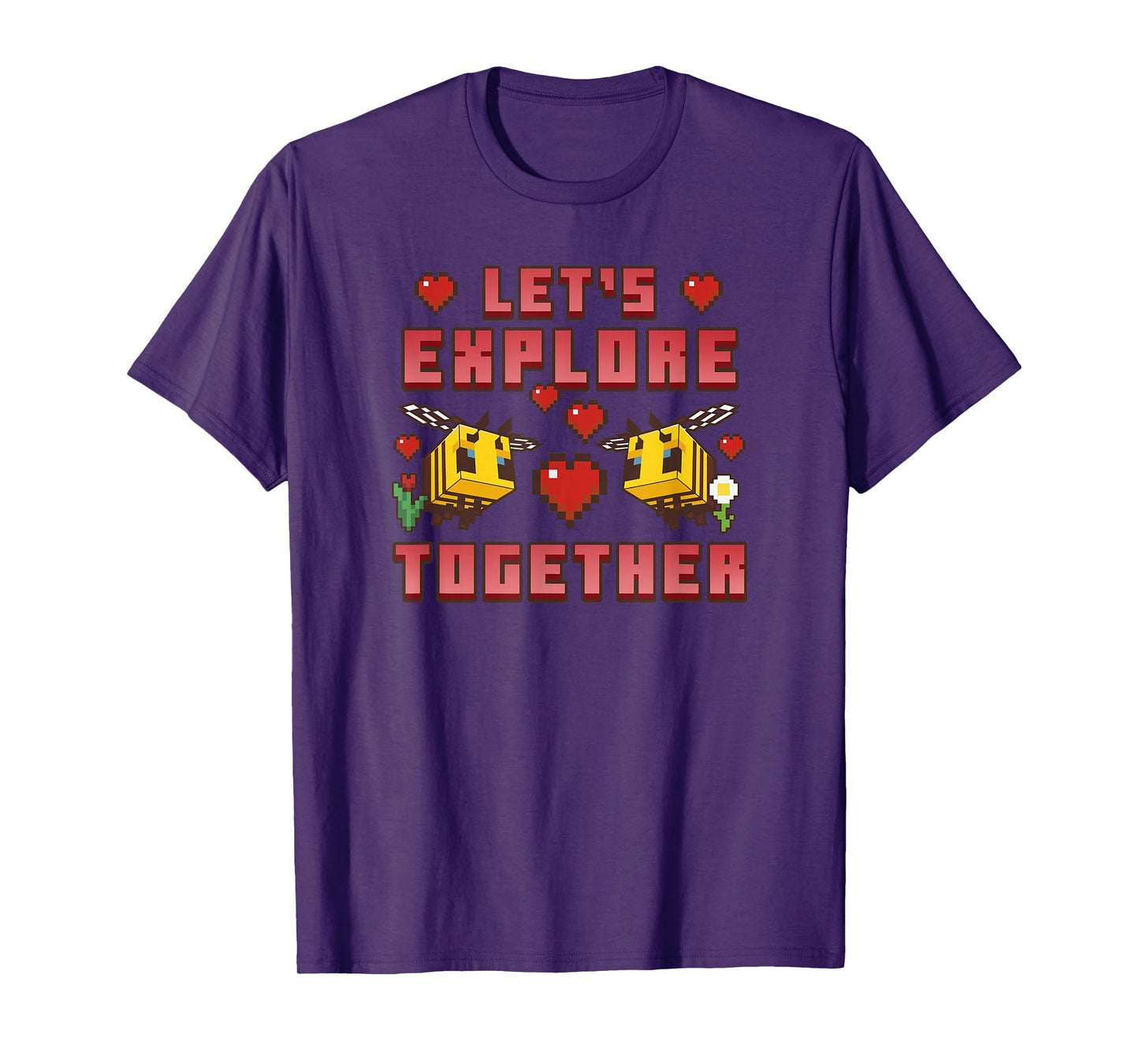 Minecraft Bees Let's Explore Together Hearts T-Shirt