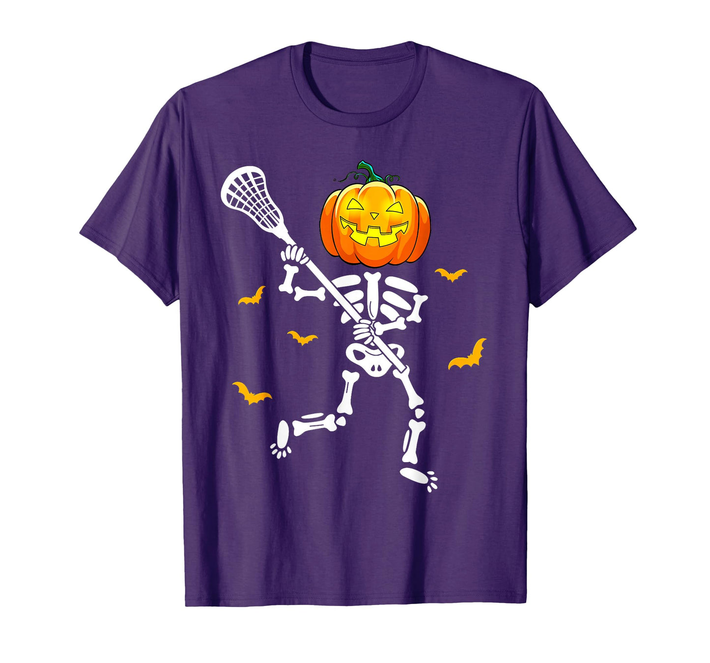 Pumpkin Skeleton Lacrosse Halloween T-Shirt