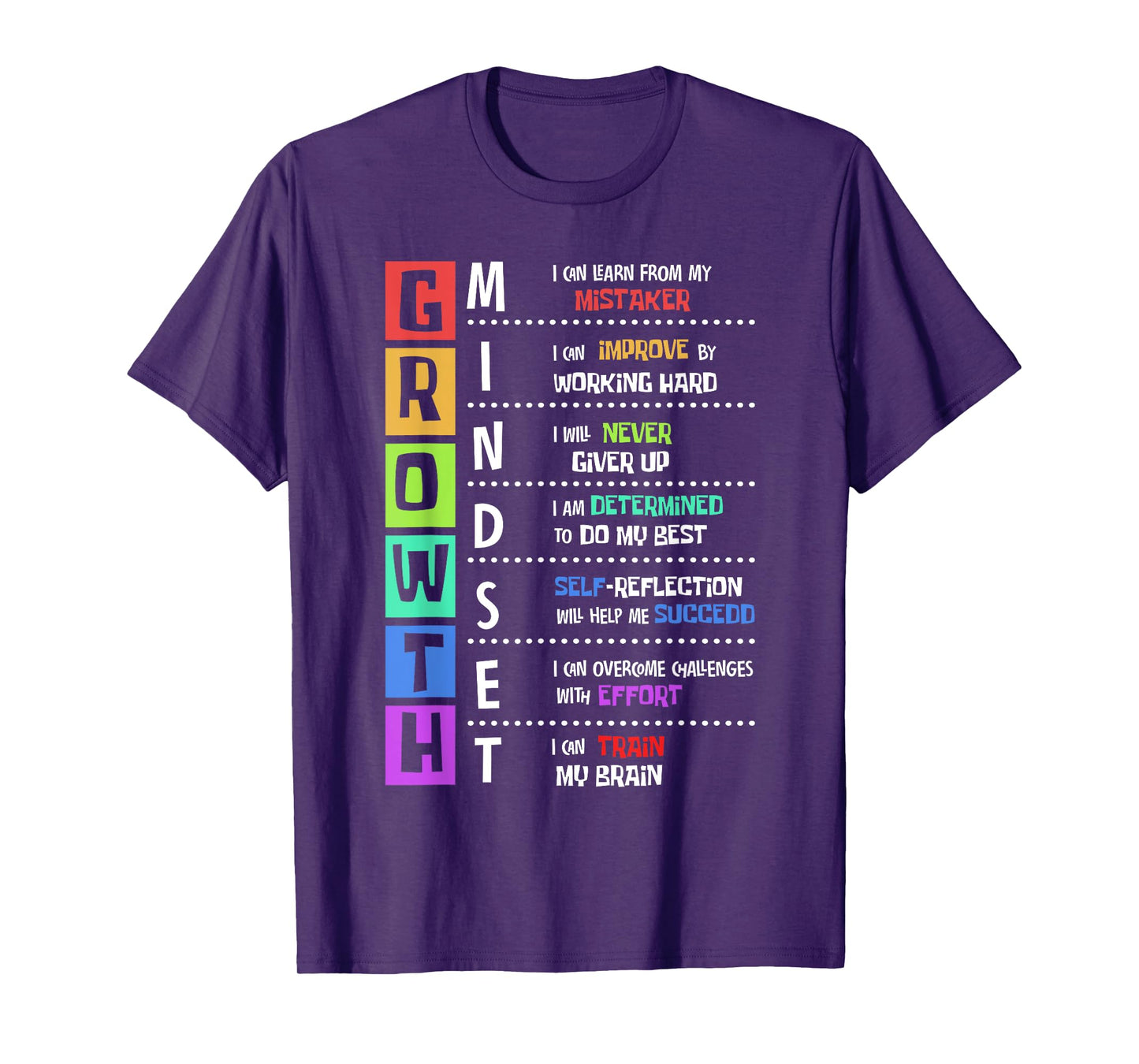 Growth Mindset Positive Motivational Classroom Teacher Learn T-Shirt