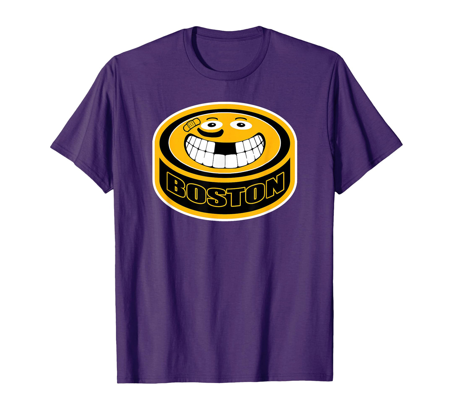 Hockey Boston Mass. Funny Kid Adult Puck Smile Face Gift T-Shirt