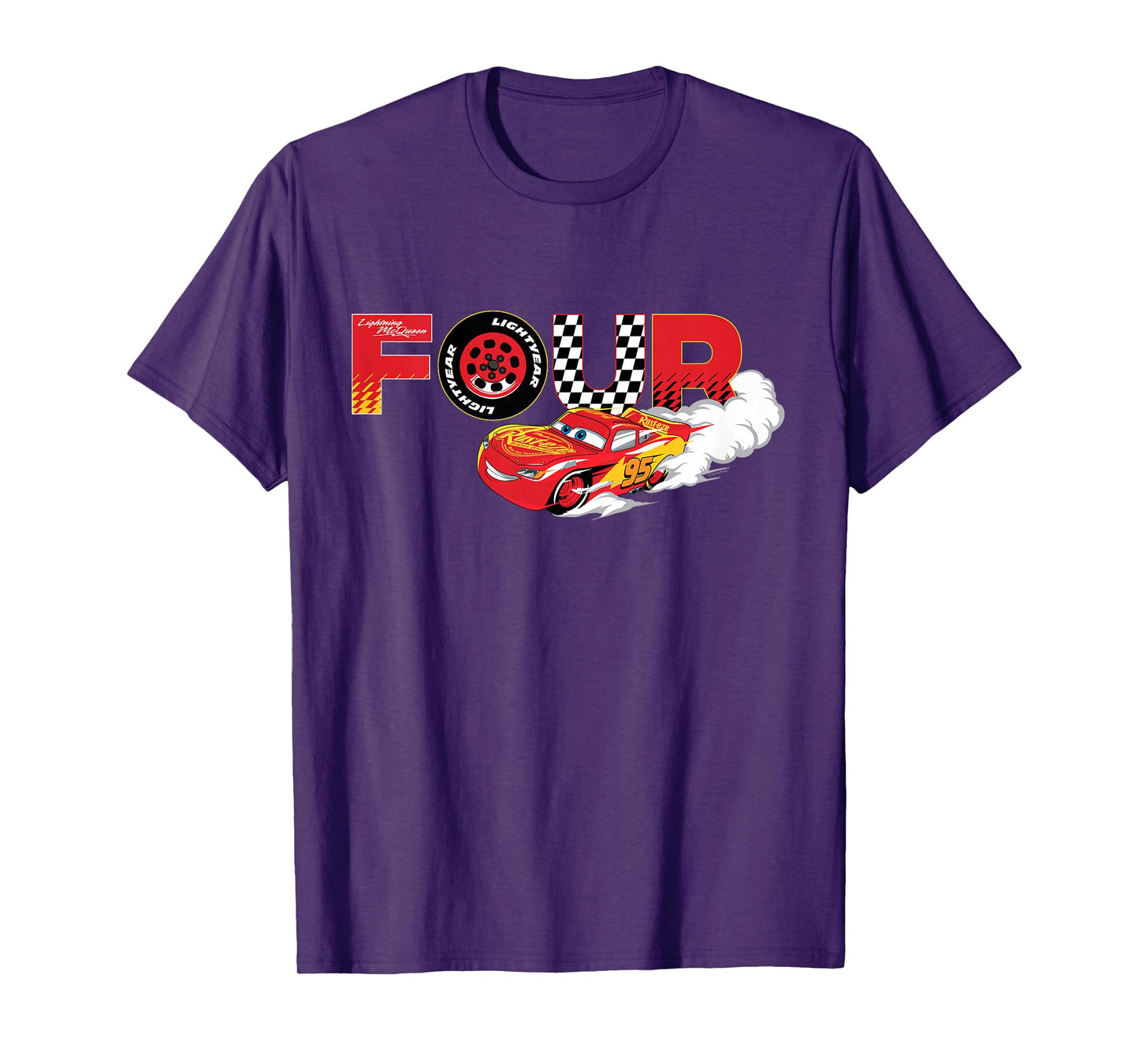 Disney & Pixar's Cars Numbers 4 Fourth 4th Birthday Party T-Shirt