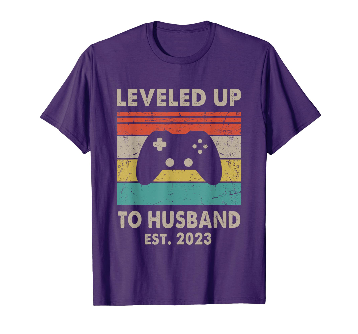 Promoted To Husband Est 2023 - Leveled Up To Husband Retro T-Shirt