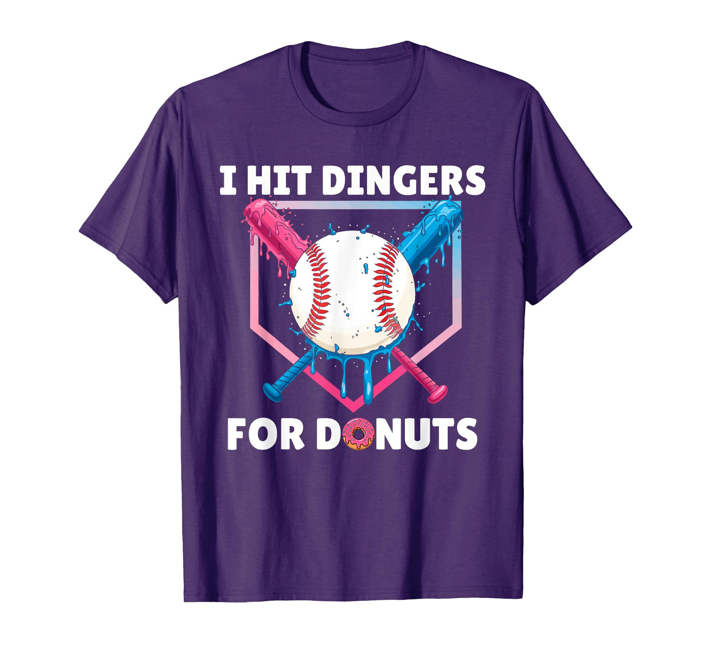 Baseball I Hit Dingers For Donuts Funny Donuts And Dingers T-Shirt