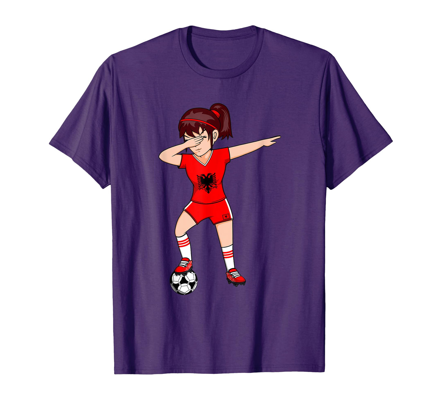 Dabbing Soccer Girl Albania Jersey Albanian Football Lovers T-Shirt