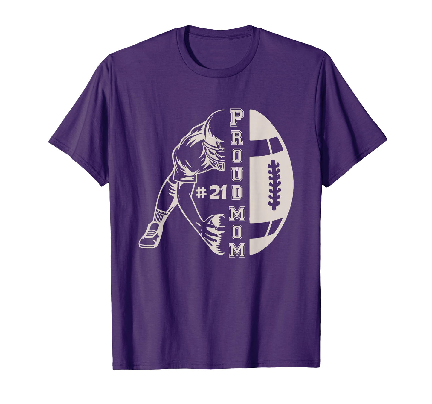 Customized Proud Football Mom Number 21 Player Game Day T-Shirt