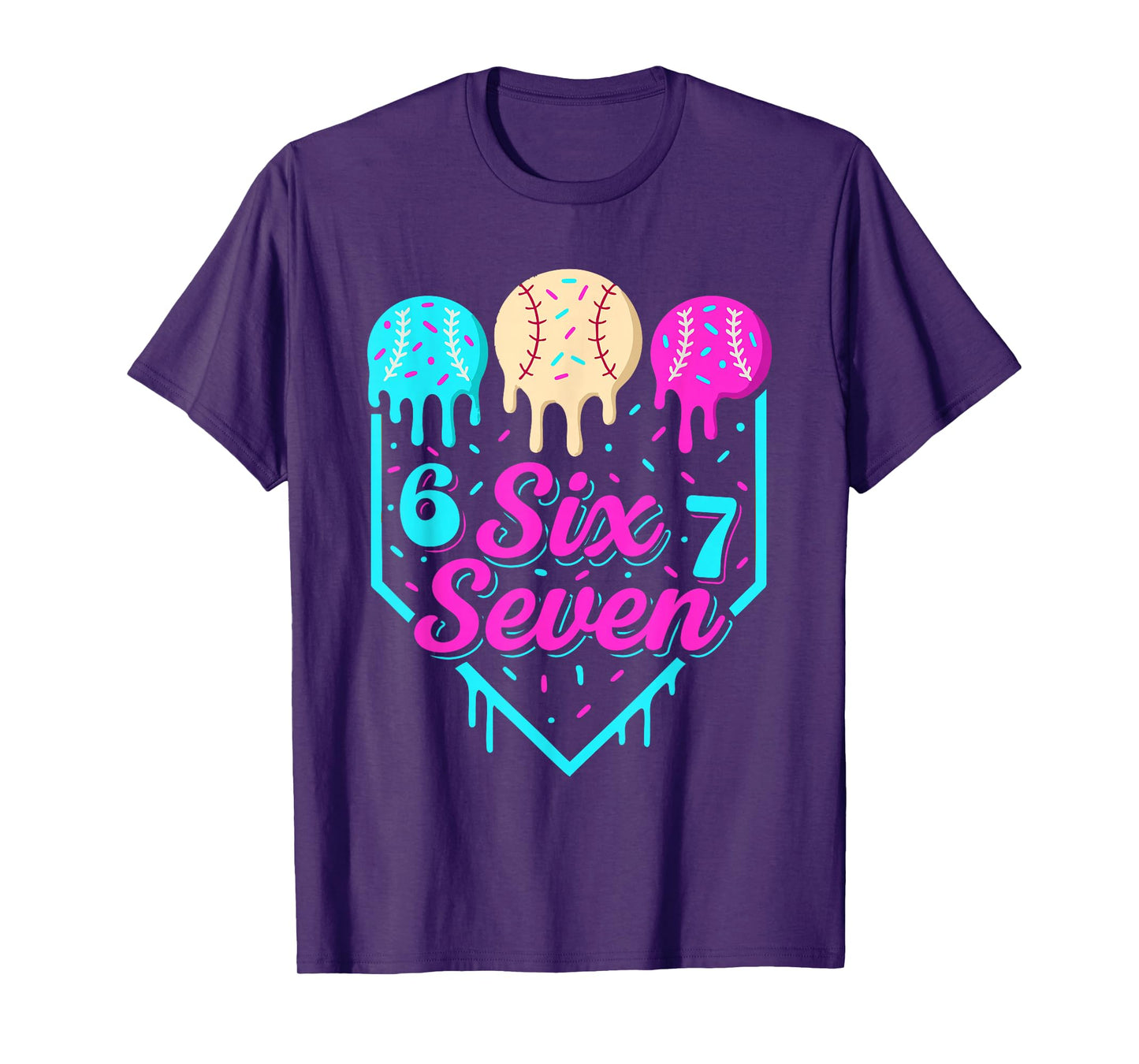 67 Ice Cream Baseball Drip Home Plate Six Seven 6 7 Meme Kid T-Shirt