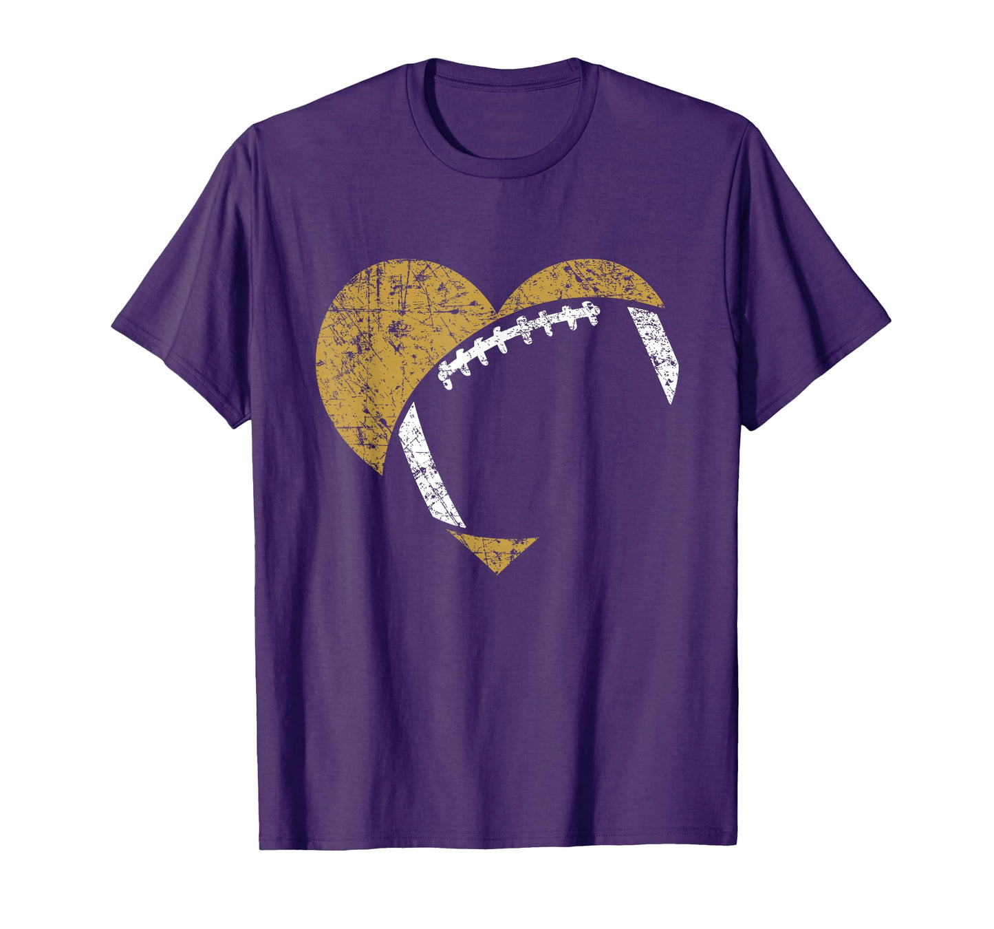 Football Heart Cutout Gold White Team Game Gift T-Shirt
