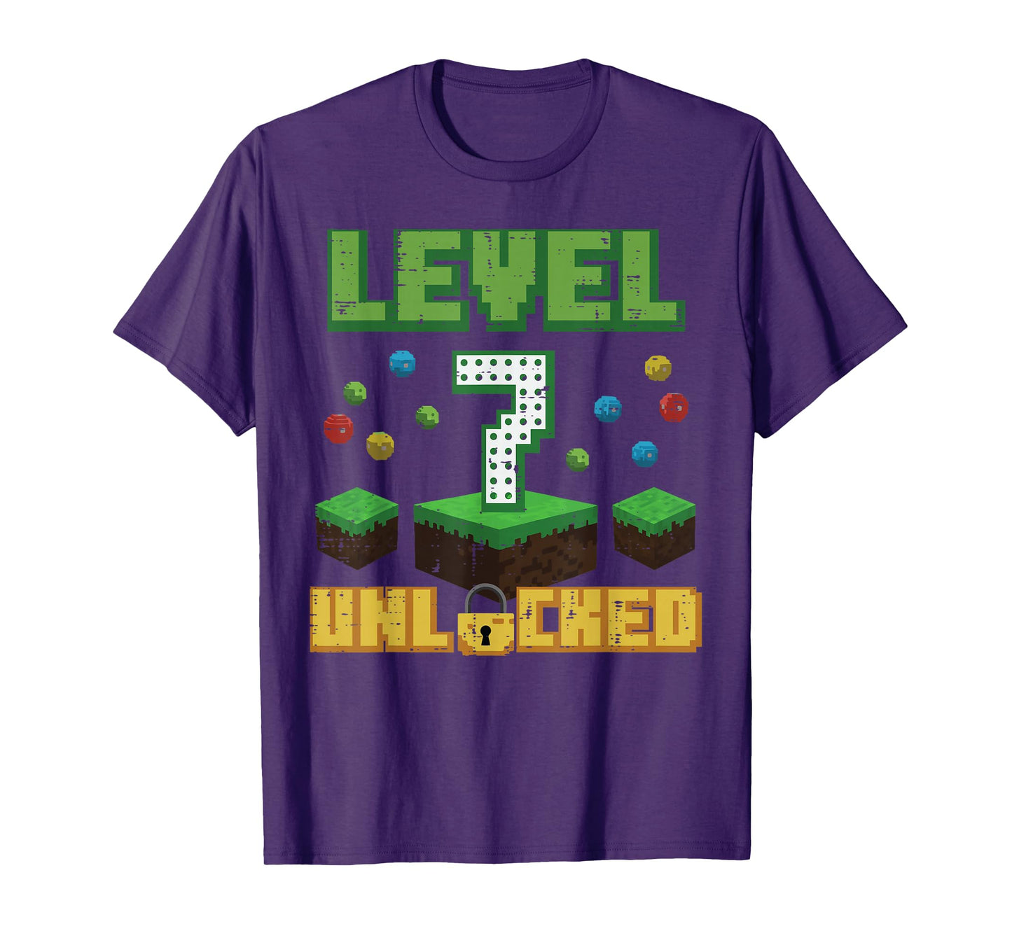 Level 7 Unlocked Pixel Gamer 7th Birthday Gaming Boys Kids T-Shirt