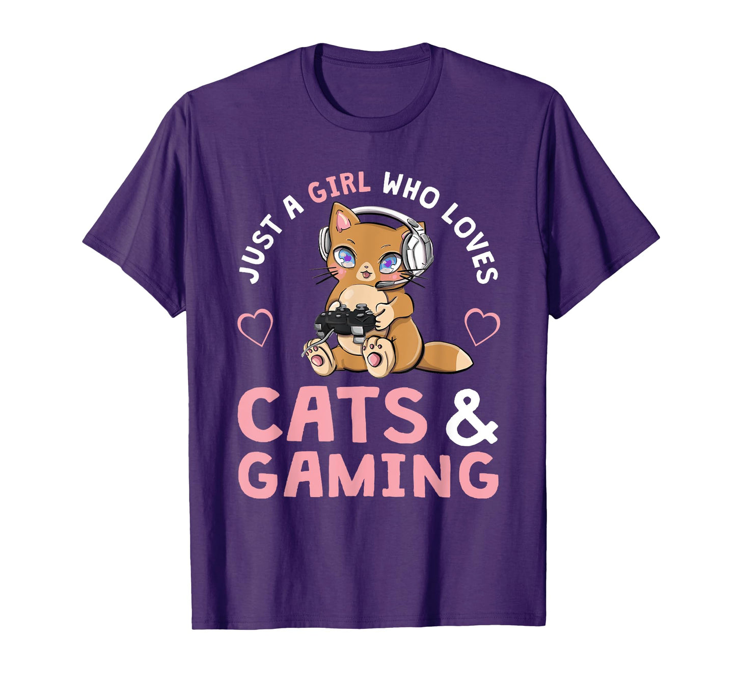 Just A Girl Who Loves Cats And Gaming Cute Gamer Cat T-Shirt
