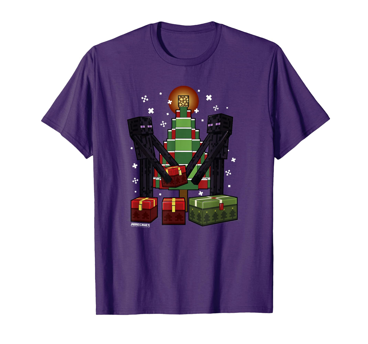 Minecraft Christmas Enderman Gift T-Shirt, Unisex-Adult, Blue, Small, Short Sleeve