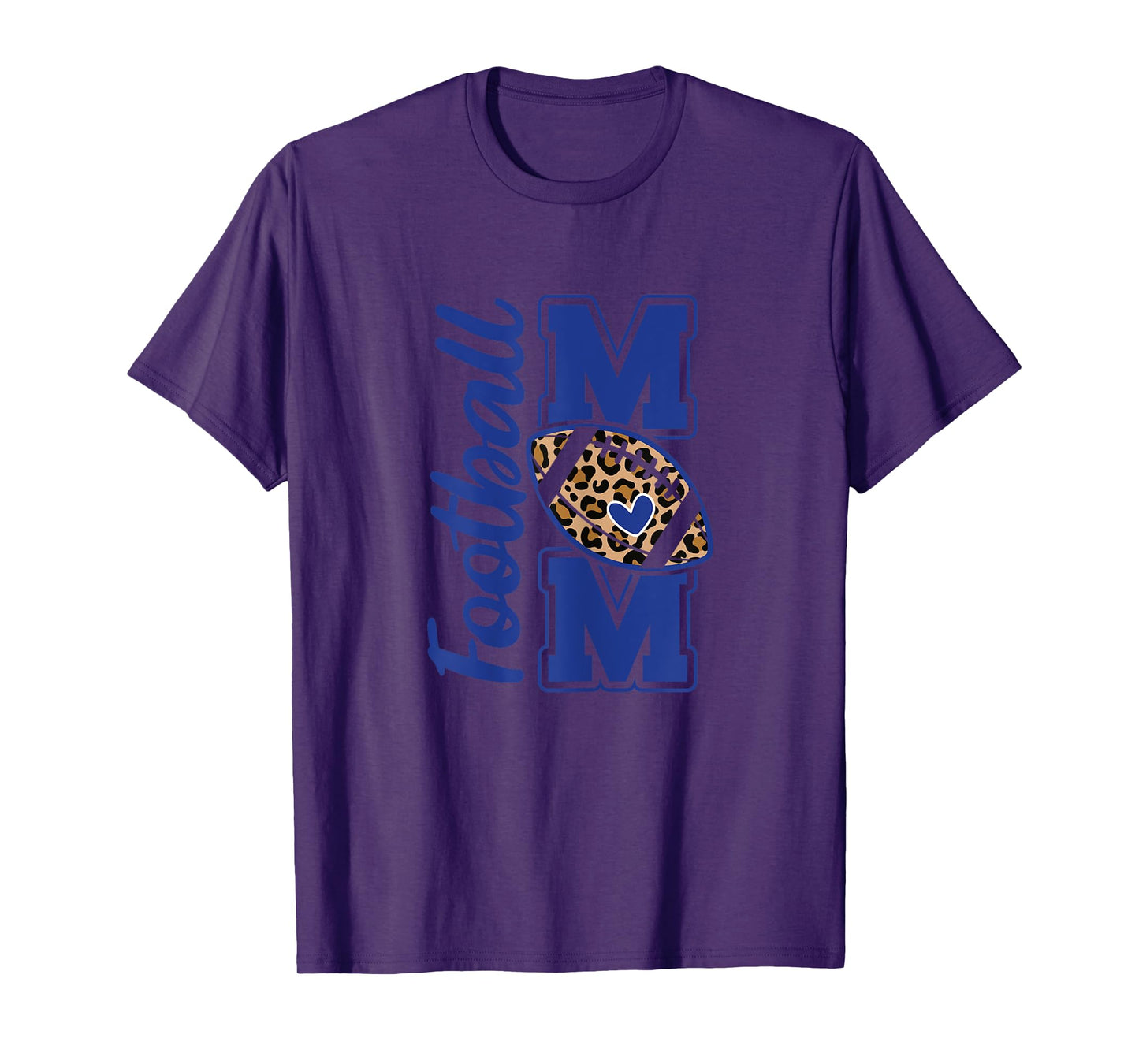 Game Day Leopard White and Blue High School Football Mom T-Shirt