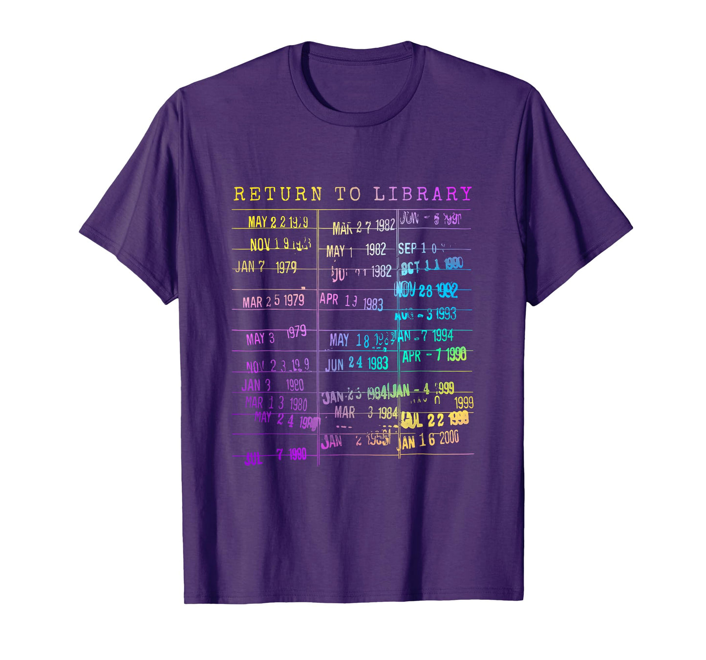 Return To Library Card Book Due Date Bookish Rainbow Reading T-Shirt
