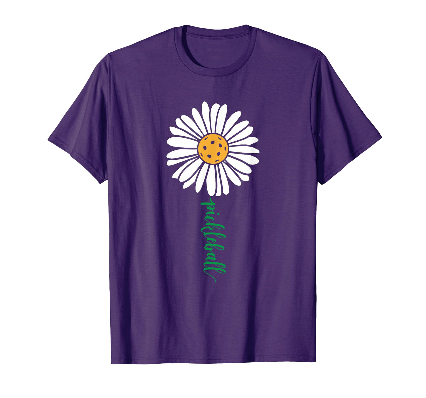Threadrock Unisex Adults & Kids Pickleball Daisy Flower Short Sleeve T-Shirt, Black, Small
