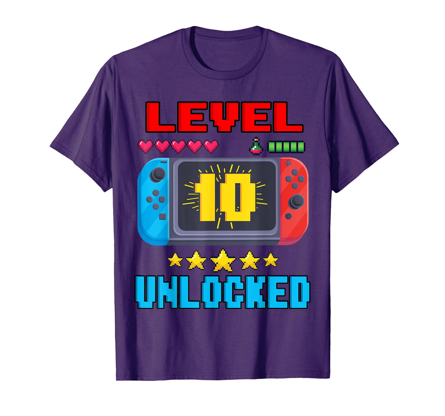 10th Birthday Boy Level 10 Unlocked Video Gamer Birthday T-Shirt