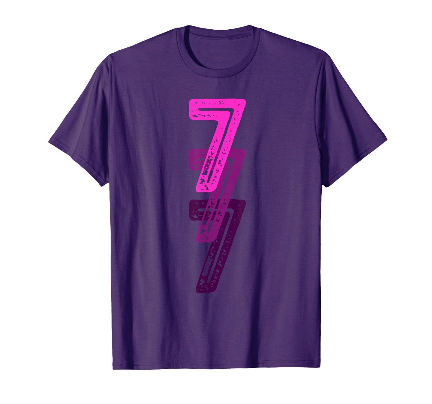 Number 7 Pink Best Classic College Style Birthday Funny T-Shirt