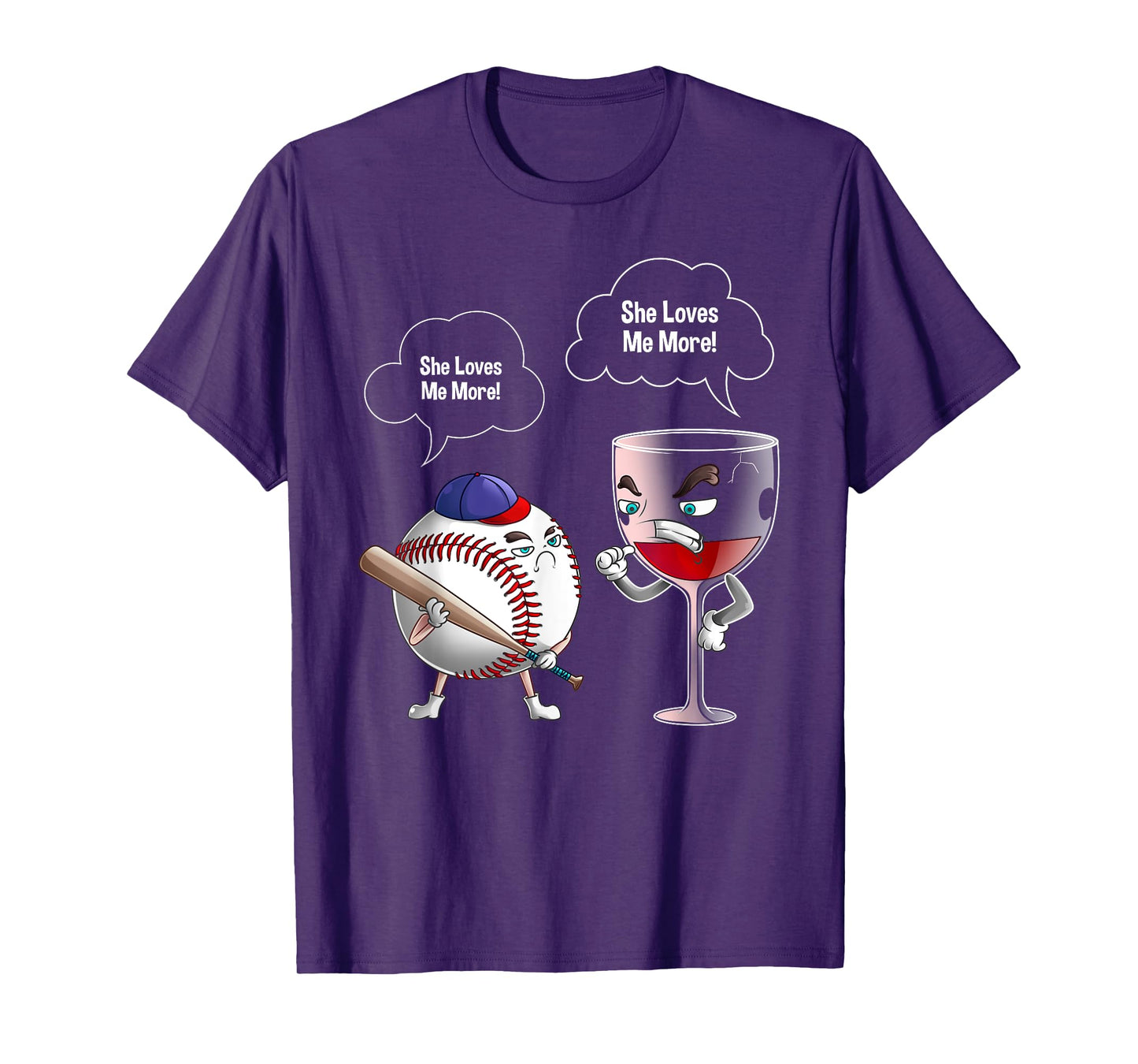 Cool She Loves Me Baseball And Wine Funny Drink Player Gift T-Shirt