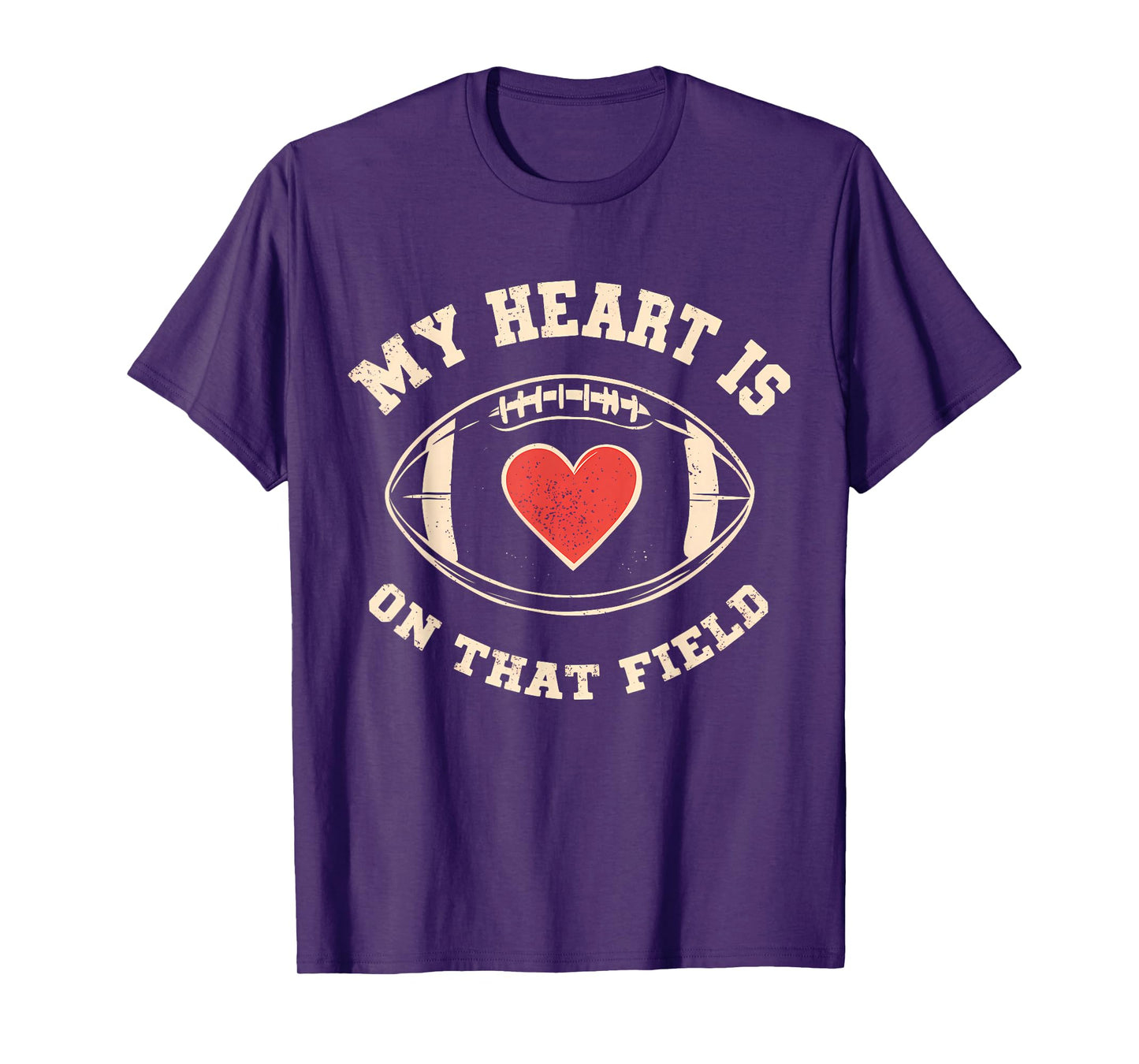 Football My Heart Is On That Field Retro Football Lover T-Shirt