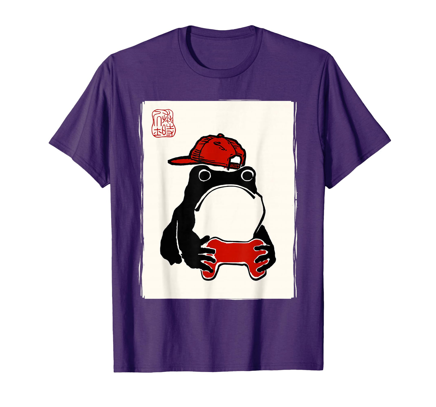 Grumpy Frog Gamer Bruh Ink Painting Japanese Funny Gamer T-Shirt