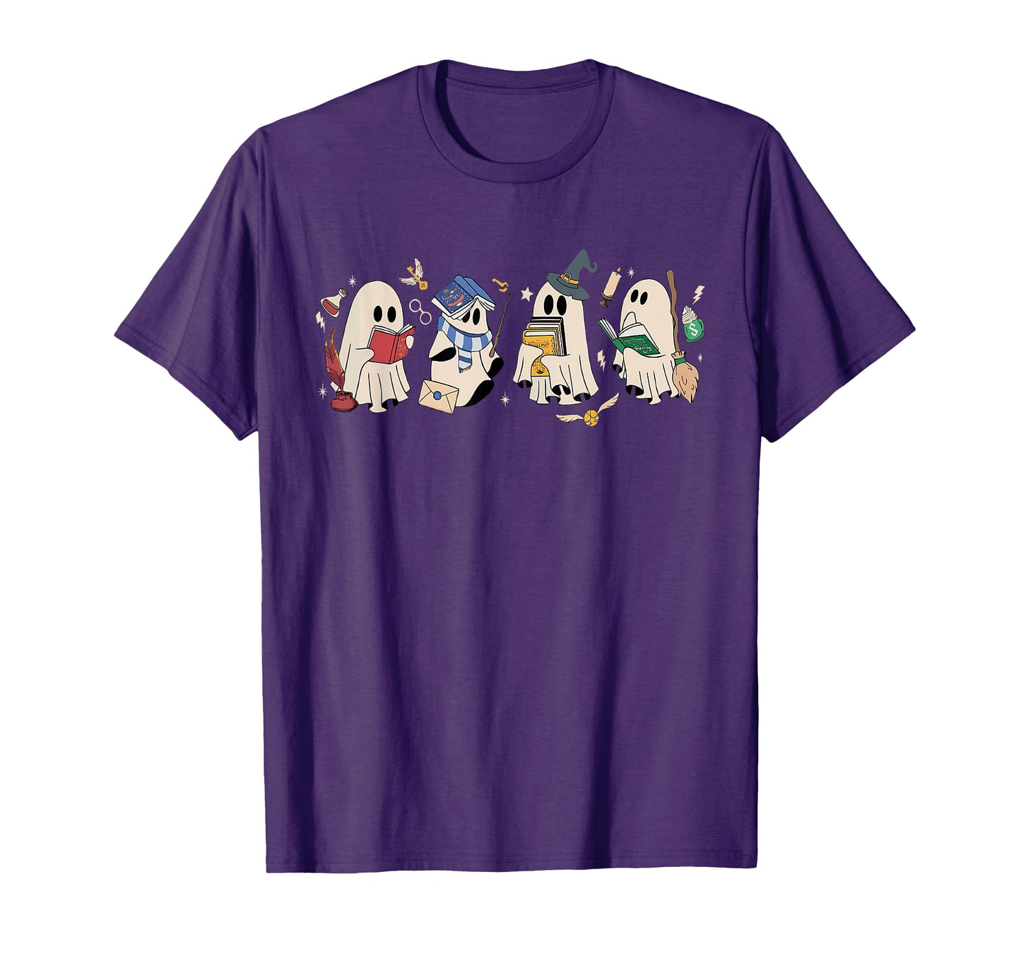 Funny Ghost Book Reading Halloween Books Lover Teacher T-Shirt