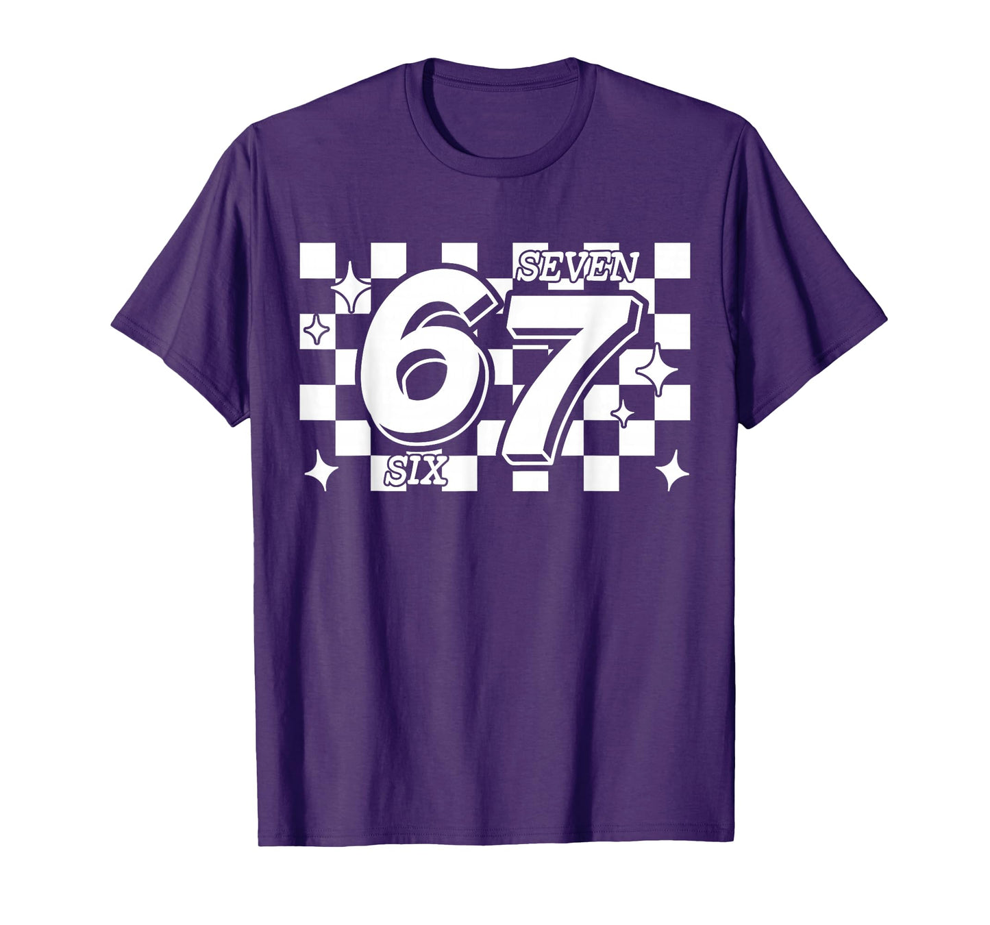Checkered Six Seven 6 7 Meme Gen Alpha Slang T-Shirt