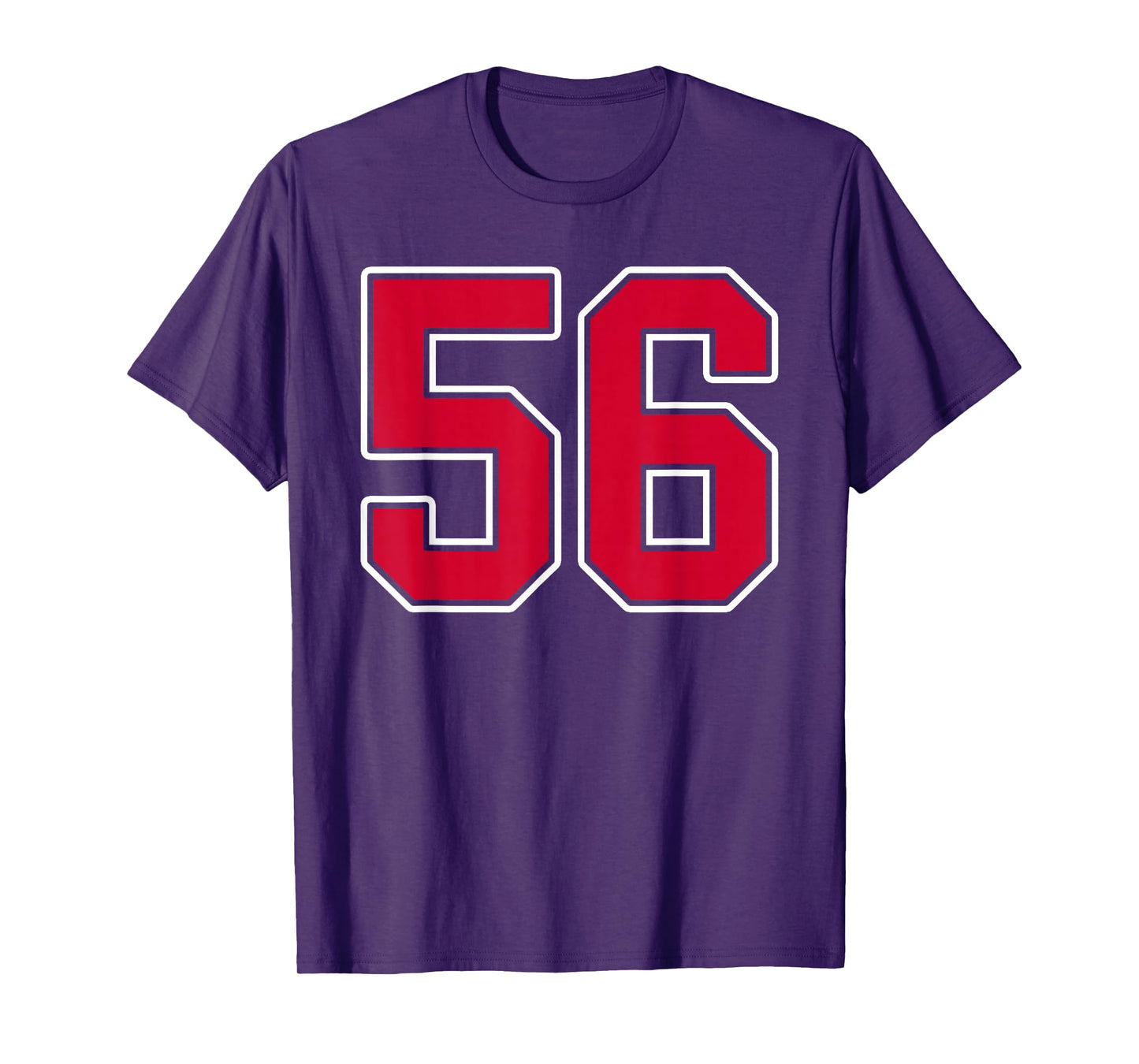 Red White Number 56 Jersey Player Uniform #56 T-Shirt