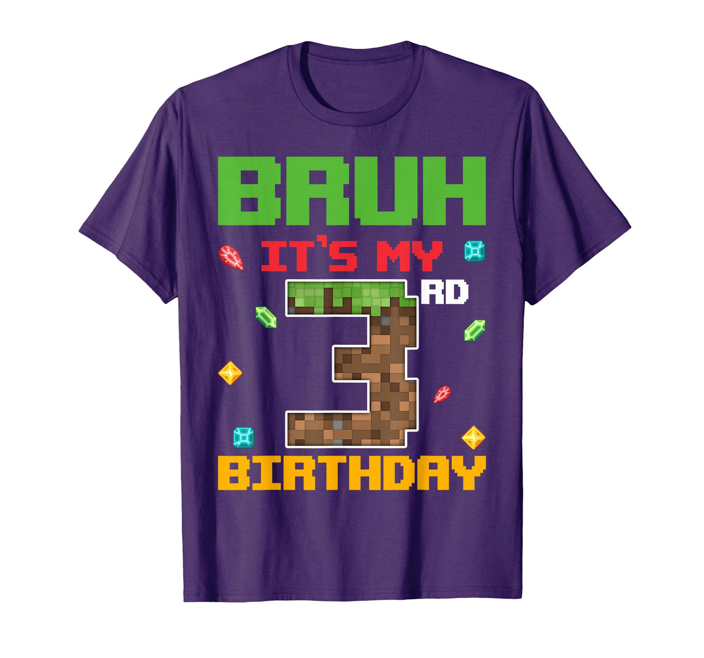 Bruh It's My 3rd Birthday 3 Years Old Birthday Gaming Pixel T-Shirt