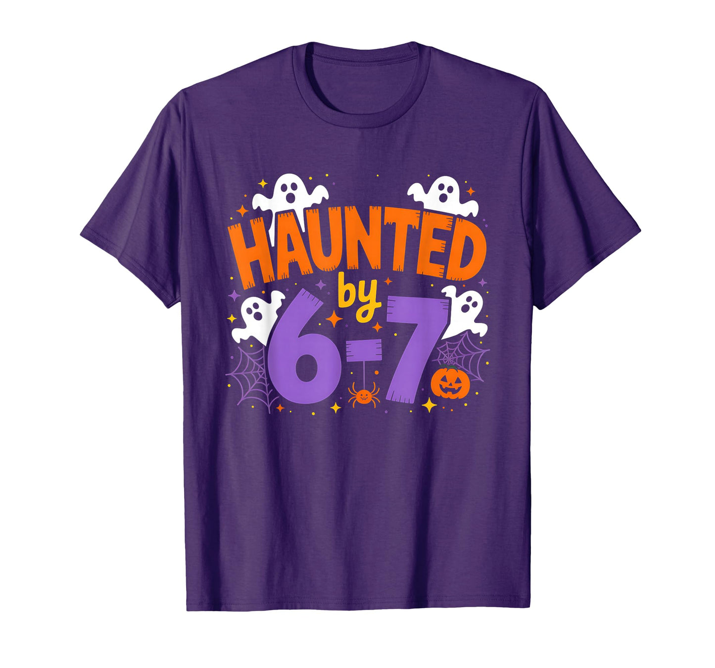 Haunted by 6-7 Halloween Ghosts and Spiders Design T-Shirt