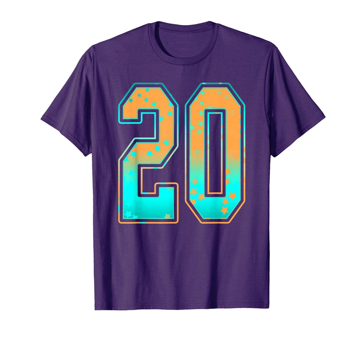 Mint Green Teal Orange Number 20 Jersey Player Uniform #20 T-Shirt