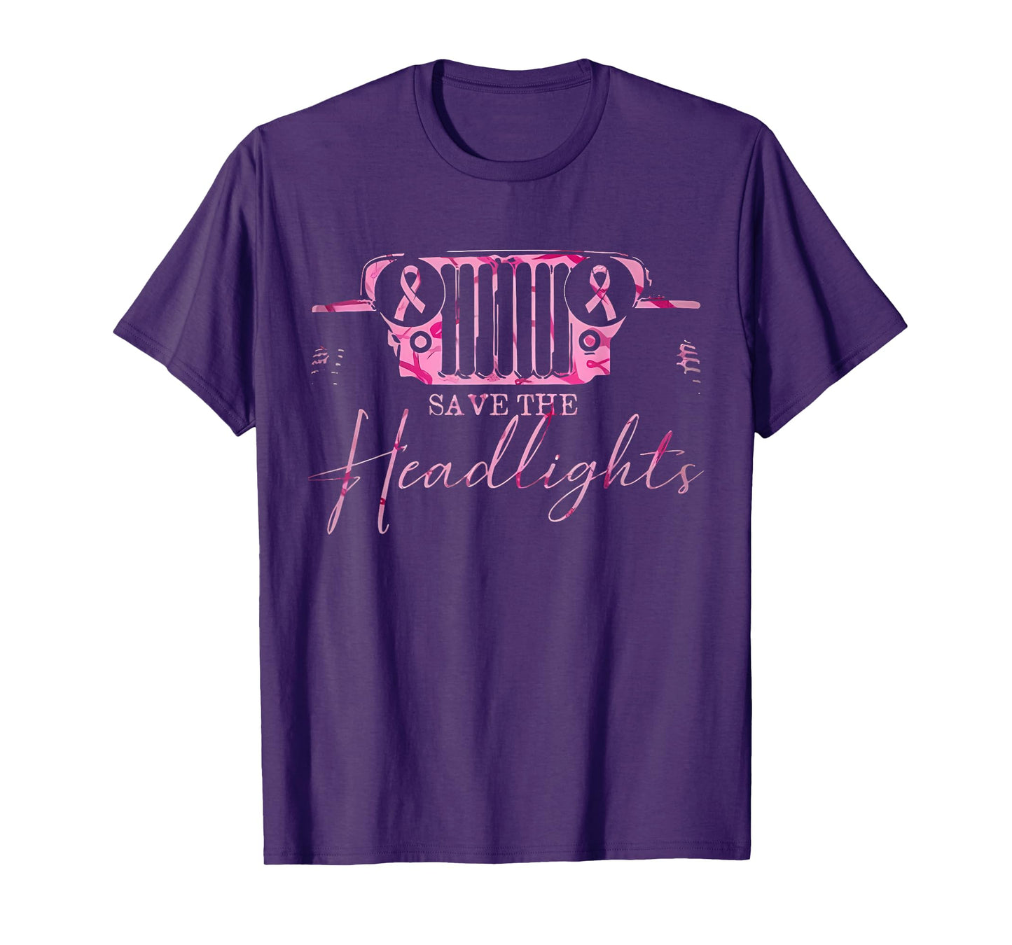 Car Save The Headlights Breast Cancer Fighters Pink Ribbon T-Shirt