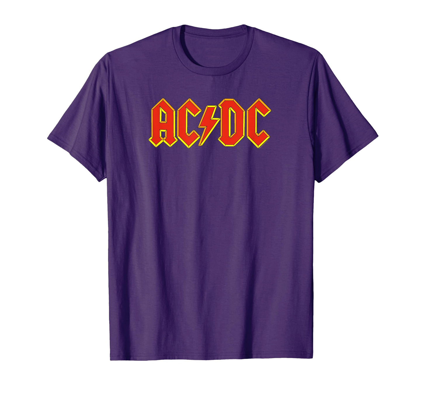 AC/DC Rock Music Band Yellow Outline Red Logo T-Shirt