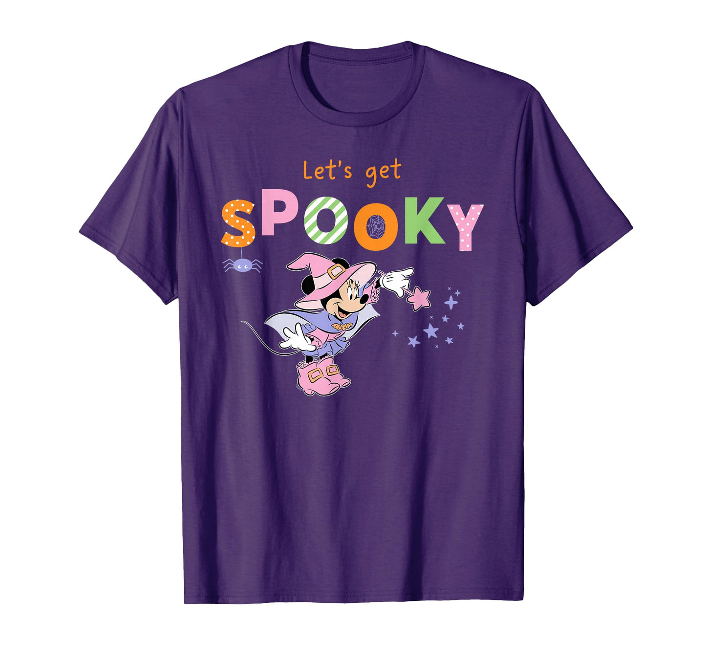 Disney Minnie Mouse "Let's Get Spooky" Cute Halloween Witch T-Shirt