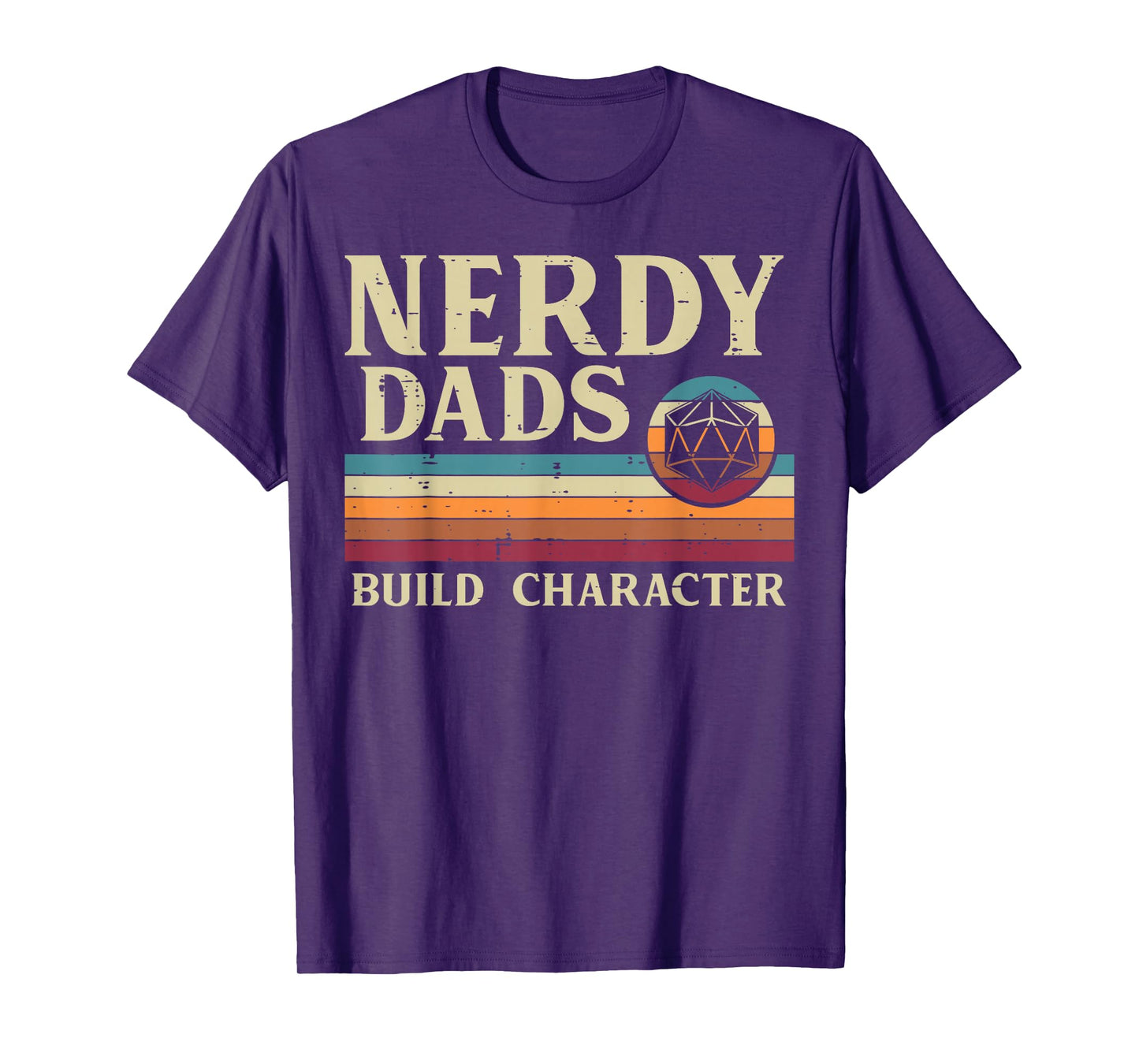Nerdy Dads Build Character Retro Fathers Day Daddy Papa Men T-Shirt