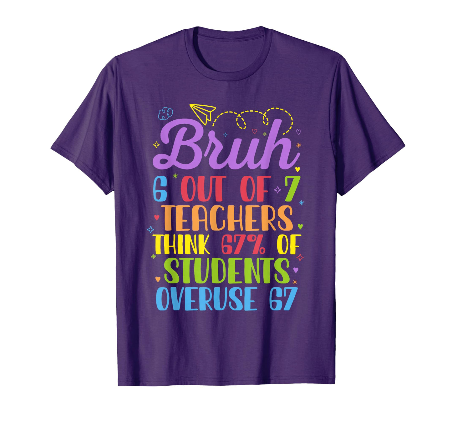 6 Out of 7 Teachers Think 67% of Students Overuse 67 Funny T-Shirt