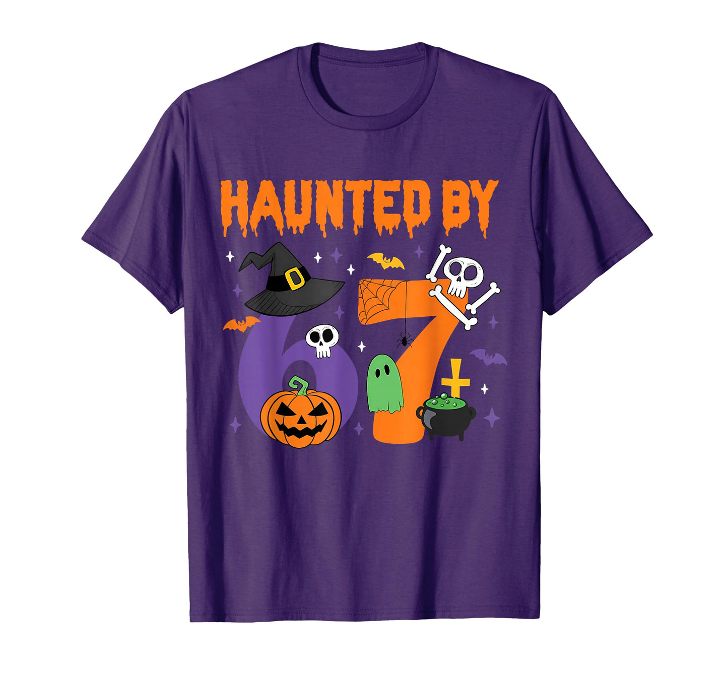 Haunted by 67 Funny Six Seven Meme 6 7 Halloween Costume Kid T-Shirt