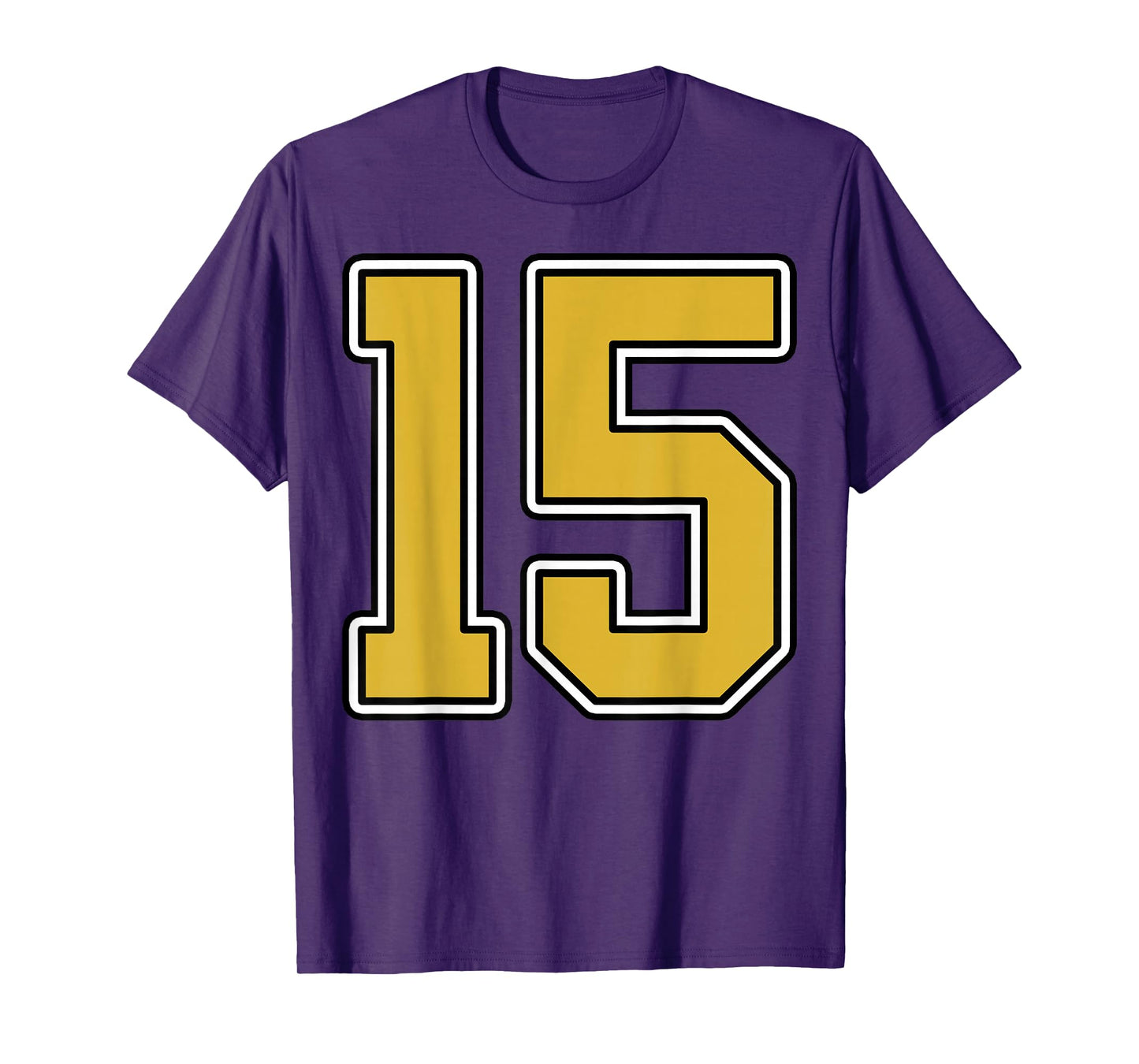 Old Gold Black White Sports Number 15 Jersey Uniform Player T-Shirt