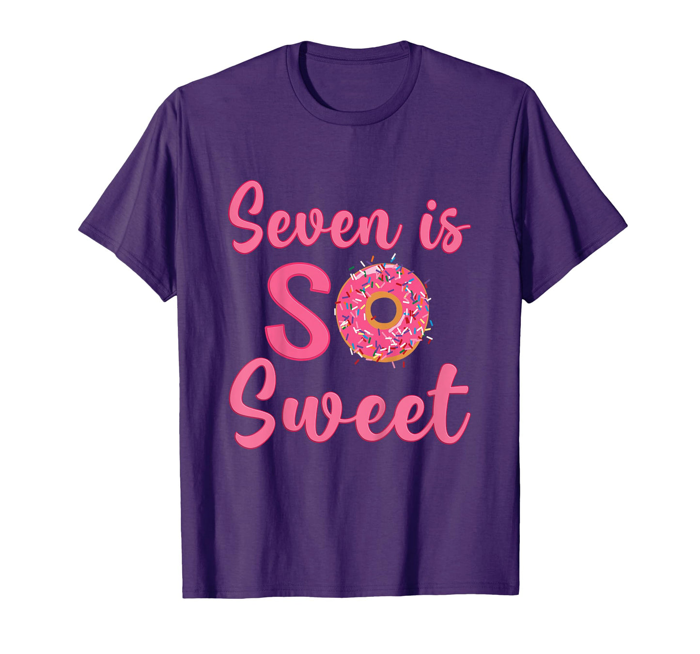 7th Donut Birthday Party Seven Year Old Sweet Girl T-Shirt