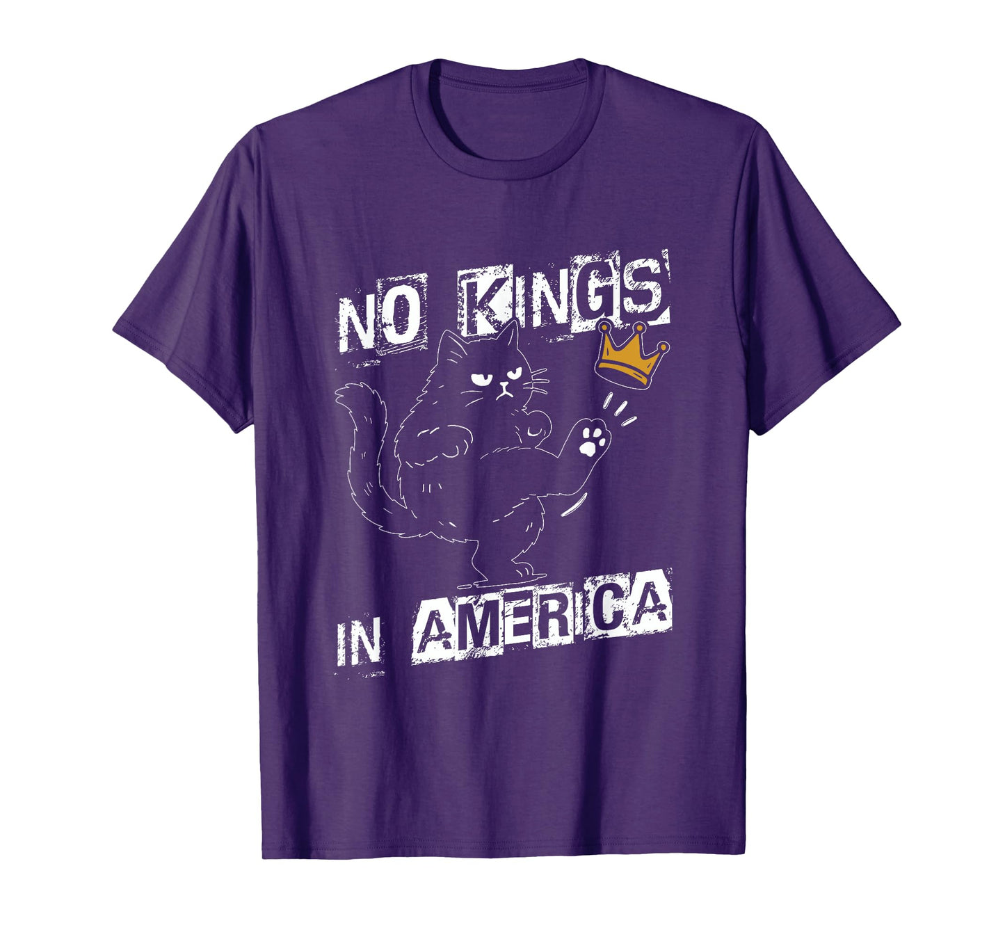 NO Kings in America Patriotic Black Cat 4th of July T-Shirt