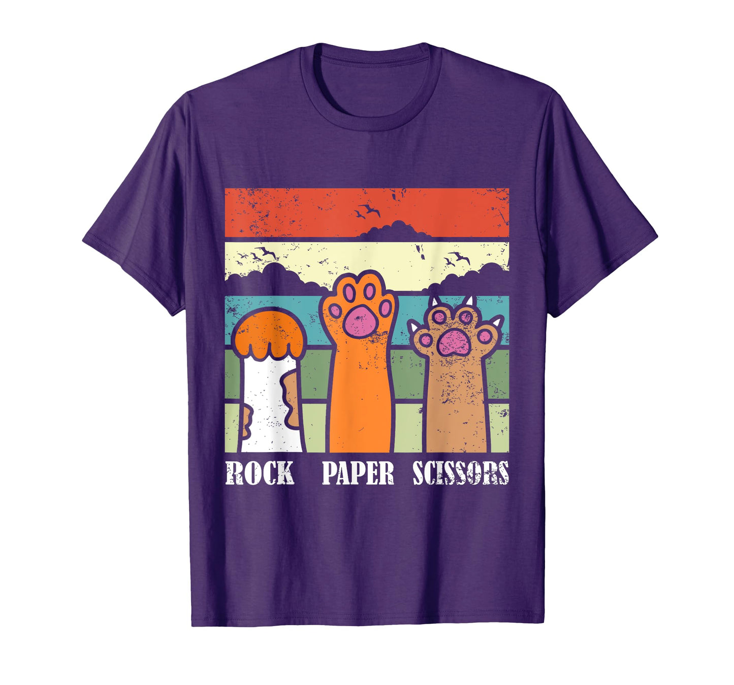Rock Paper Scissors Game Kitten Lover Animal Paws Cat T-Shirt