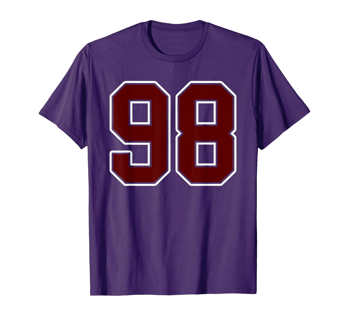 Maroon and White Number 98 Jersey Player Uniform #98 Fan T-Shirt