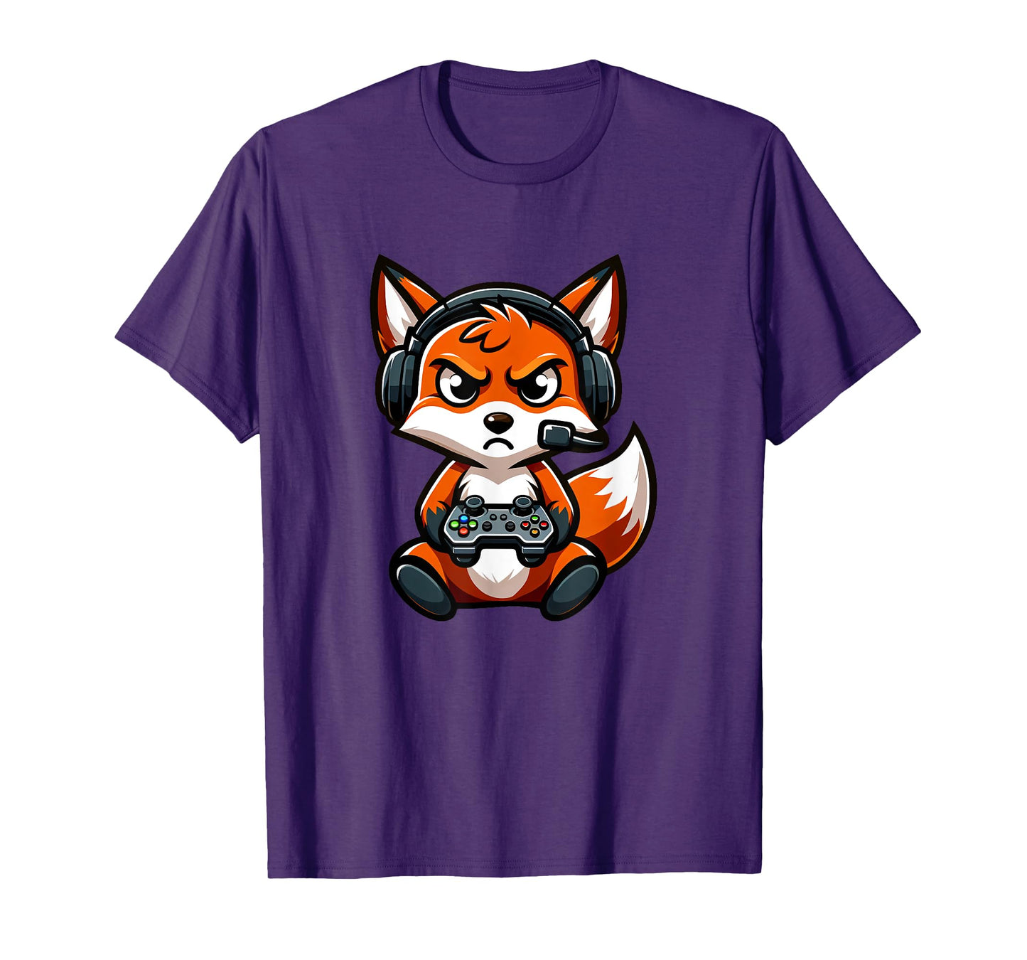 Cute Red Fox Gamer Video Games Funny Boys Girls Kids T-Shirt