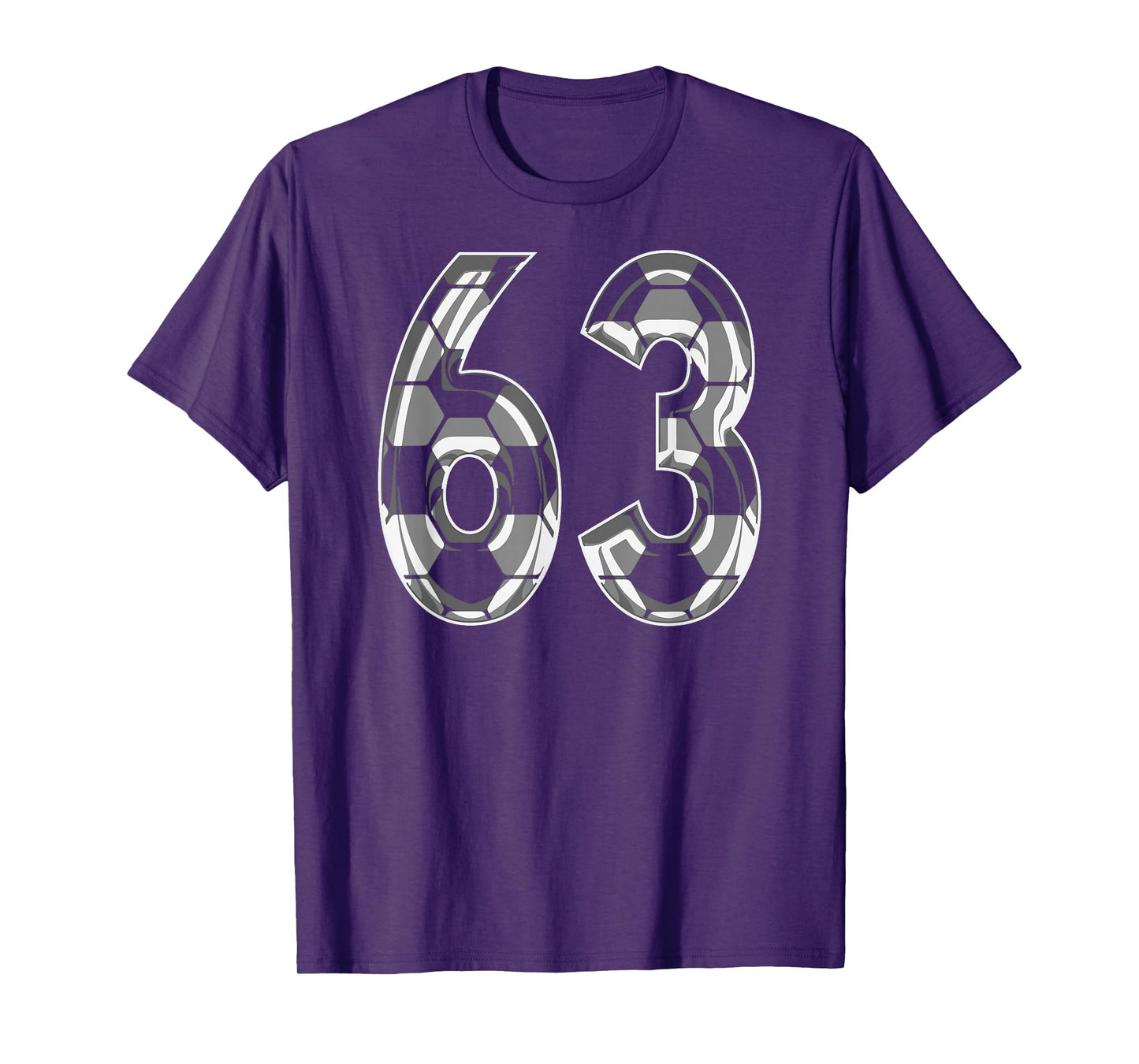 Silver Soccer Pattern Number 63 Jersey Player Uniform #63 T-Shirt