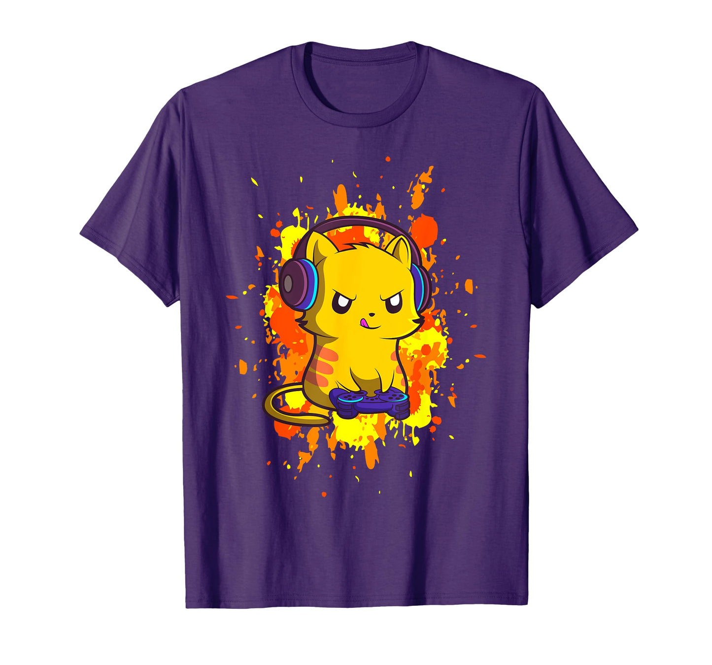 Gaming Cat - Cyber Gamer PC Nerdy Kitty Kitten Headphones T-Shirt