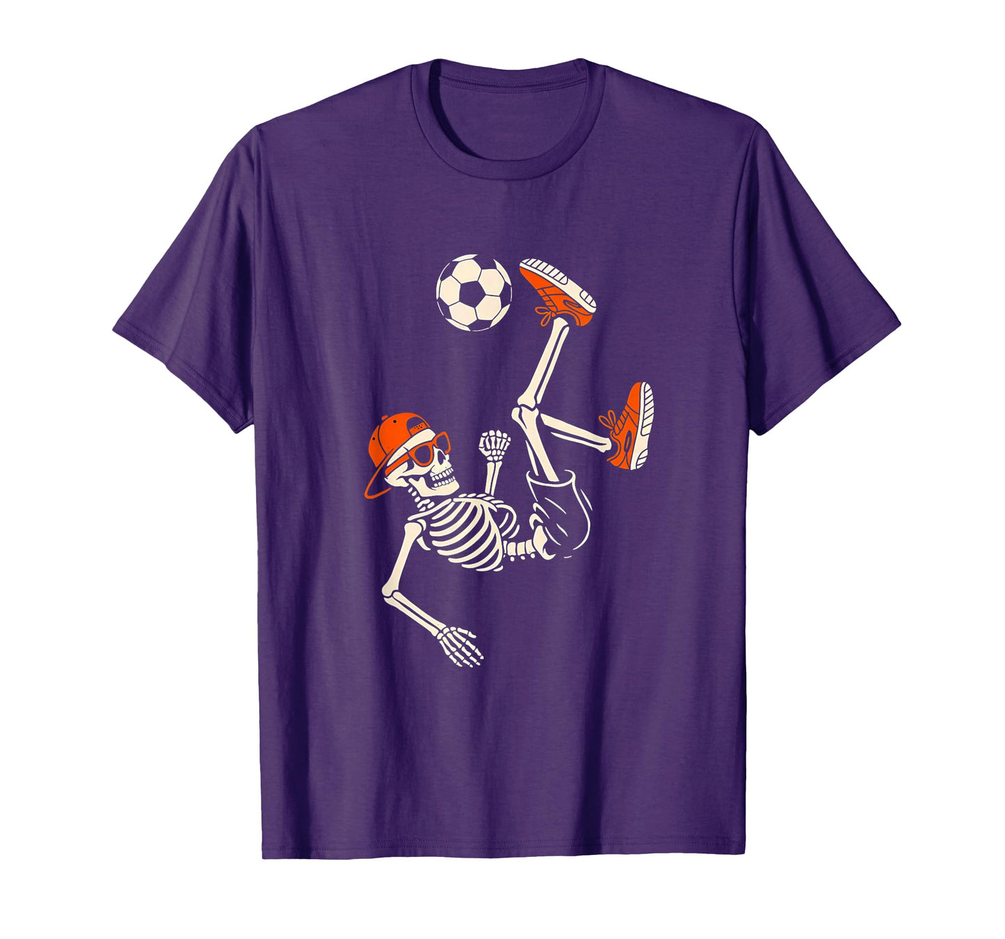 Halloween Skeleton Funny Soccer Shirt for Teens Boys Men T-Shirt