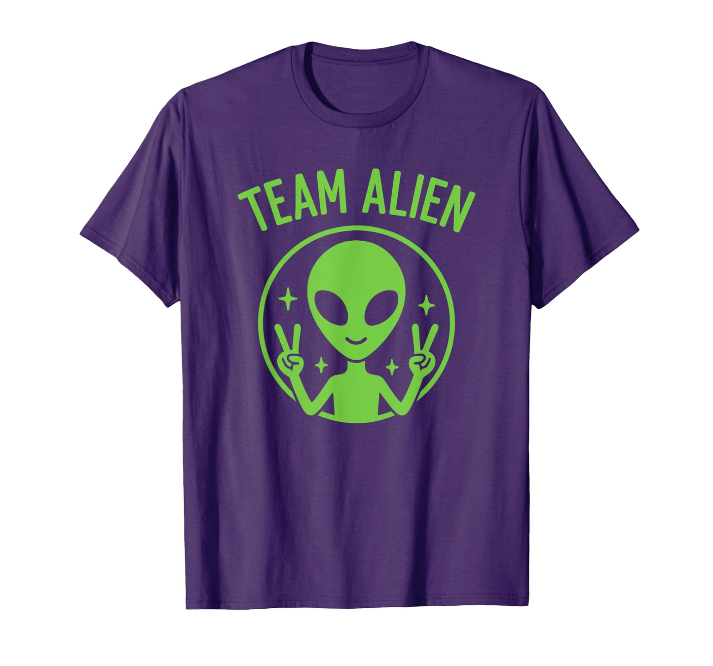 Team Alien – Funny Green Extraterrestrial Peace Sign Cartoon T-Shirt