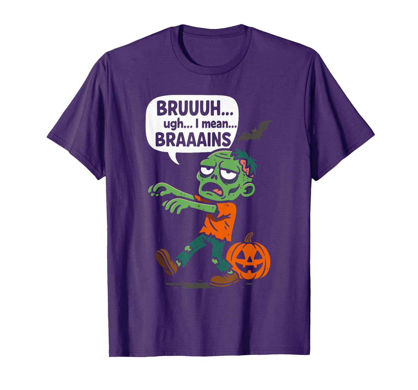 Zombie Bruh Pumpkin Men Women Kids Teens Funny Halloween T-Shirt